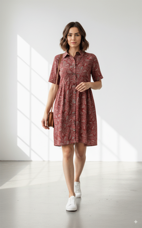 Heritage Paisley Rust Red Dress For Women